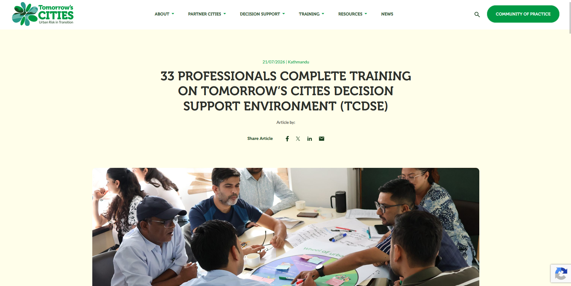 33 Professionals Complete Training on Tomorrow’s Cities Decision Support Environment (TCDSE)